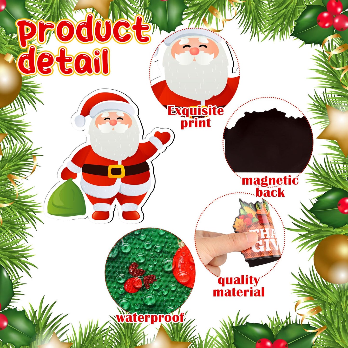 Funtery 30 Pcs Holiday Magnets Christmas Thanksgiving Pumpkin Refrigerator Magnets Set for Festival Locker Whiteboard Dishwasher Magnetic Kitchen Decorations Accessories for Home Classroom Office