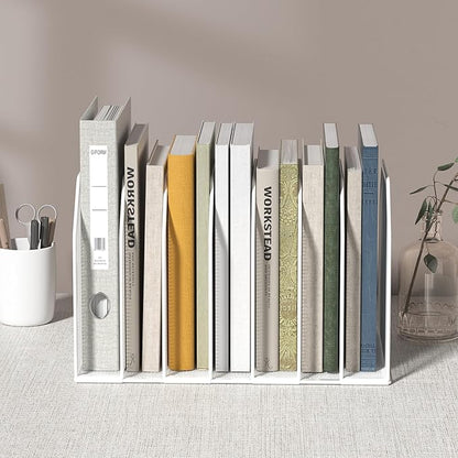 FANXIYQ Metal 7 Section File Folder Organizer for Desk | Vertical Office File Holder | Heavy-Duty Mesh Document Sorter for Books, Binders, Laptops | Desk Organizer,7 Sections White