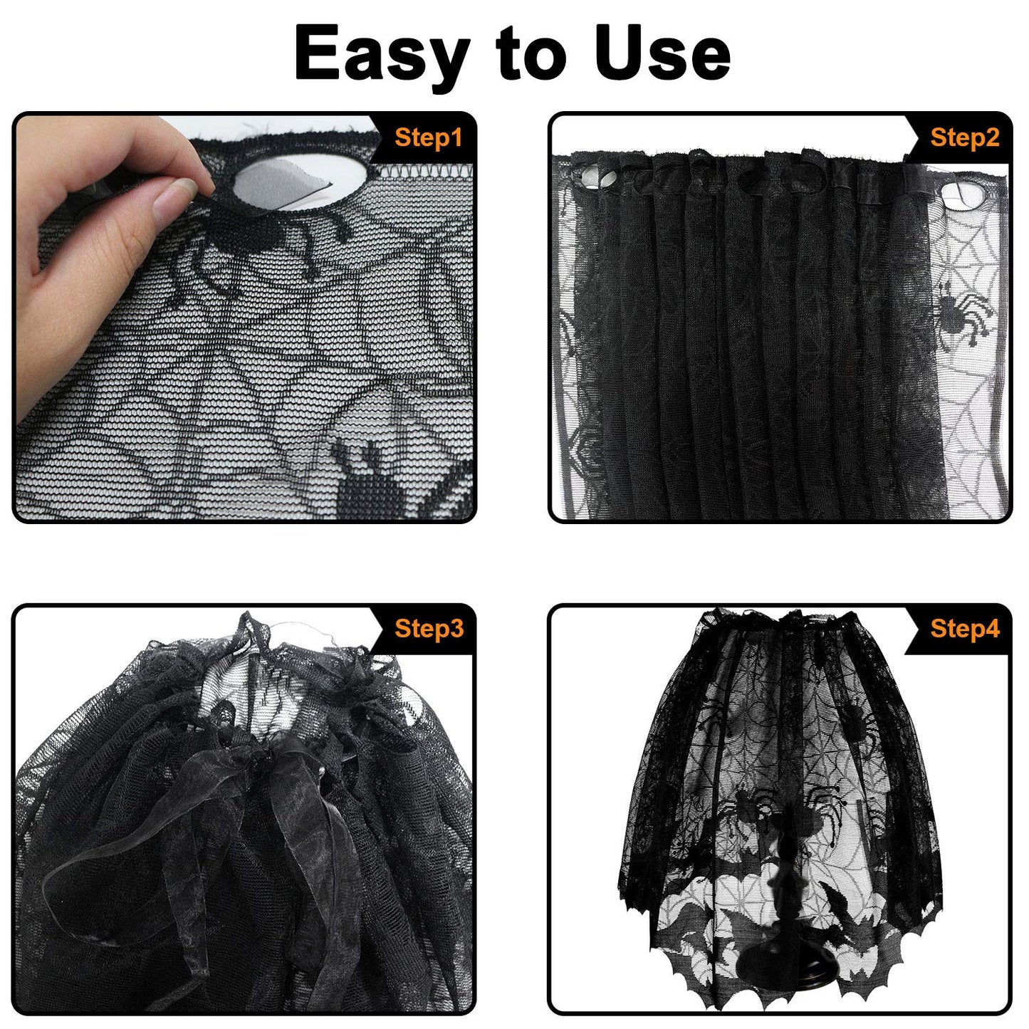 5Pcs Halloween Lamp Shade Cover Halloween Decorations Indoor, Black Spider web Lampshades Cover Topper Scarf for Festive Home Haunted House Mantle Decor, Large 20 X 60 Inch Spiderweb Lamp Shade Cover