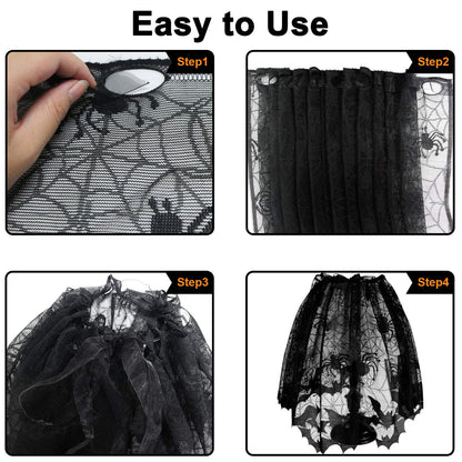 5Pcs Halloween Lamp Shade Cover Halloween Decorations Indoor, Black Spider web Lampshades Cover Topper Scarf for Festive Home Haunted House Mantle Decor, Large 20 X 60 Inch Spiderweb Lamp Shade Cover