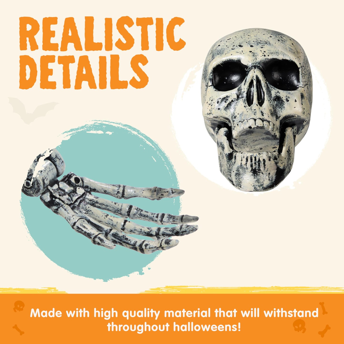 JOYIN 5 Pcs Halloween Skeleton Decorations Outdoor, Life Size Skeleton Yard Stakes, Groundbreaker Skulls Decor for Graveyard Yard Lawn Garden Ground Party Supplies