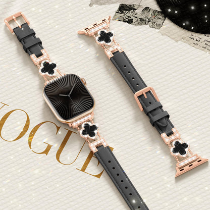 SOLOLUP Leather Band Compatible with Apple Watch Bands for Women 40mm 41mm 42mm 38mm,Dressy Slim Thin Cute Bracelet with Bling Buckle Metal Link Chain Band for iWatch 11 10 9 8 7 6 5 4 3 SE 3/2/1