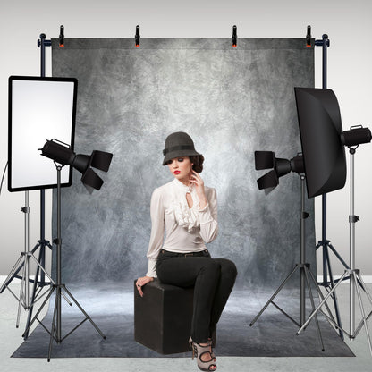 6.5x6.5 ft Photo Backdrop Stand with 6Wx8H ft Abstract Backdrop,Grey