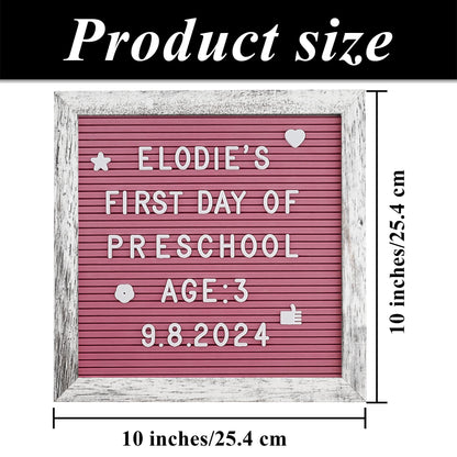 C CRYSTAL LEMON Rustic Hot Pink Felt Letter Board 10x10 Inches – 336 Changeable Letters, Numbers & Symbols – Message Board for Classroom, Home & Office