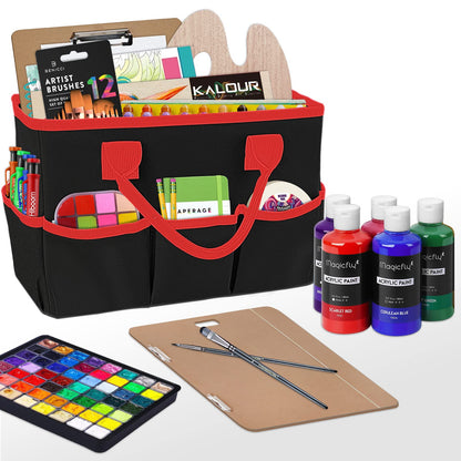 Godery Desktop Tote and Organizer, Teacher Helper caddy Bag for Arts, Books, Stationery, Office Desk Organization, Make-up Storage with Handles for Travel (Black)