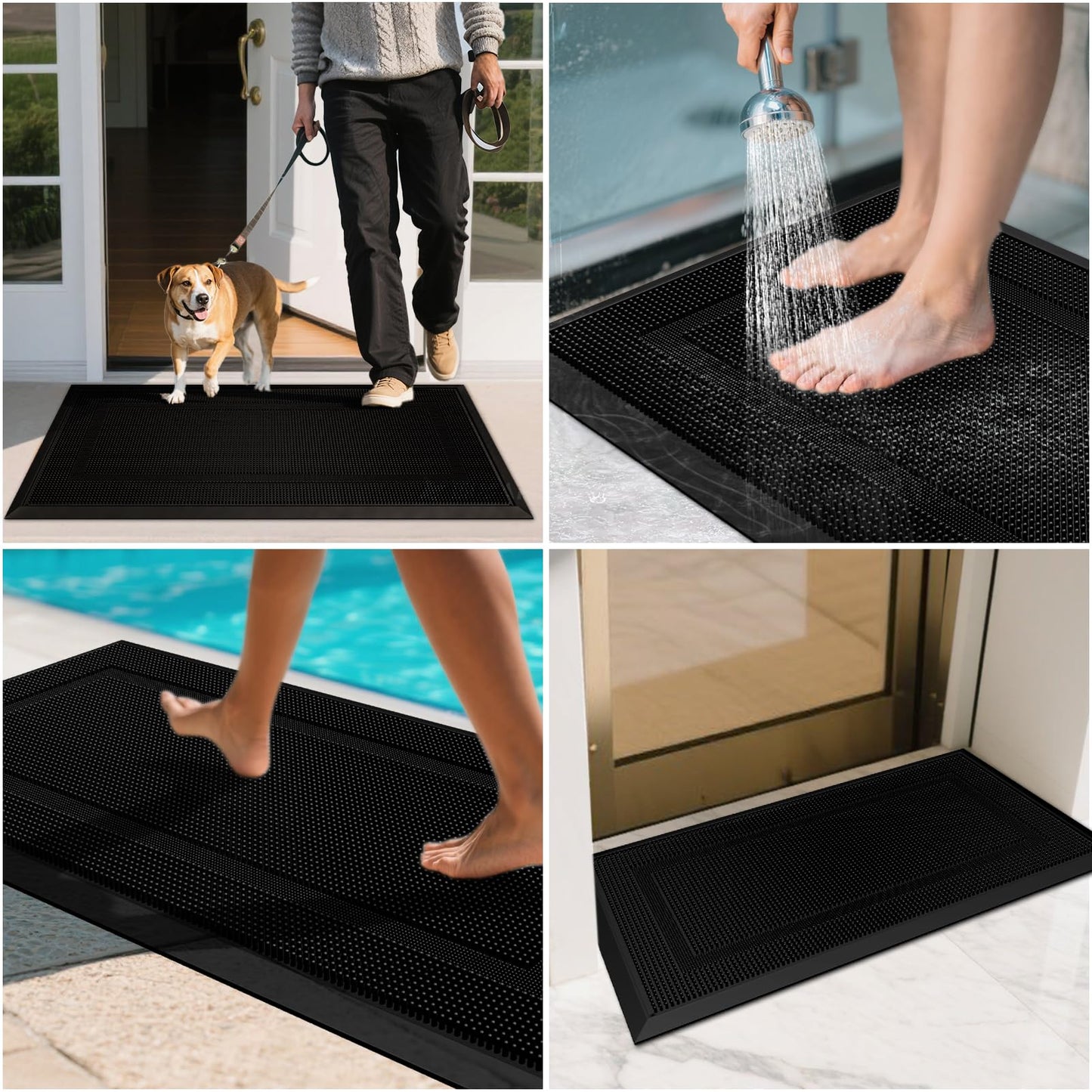 BEHERO Front Door Mat Outside Entrance, 36" x 17" Heavy Duty Rubber Outdoor Mats Enlarged for Entryway, Welcome Matt Outdoor, Dirt Trapping Waterproof