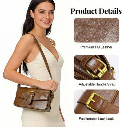 XquiziFit Shoulder Bag for Women Small Clutch Purses Cute Hobo Purses and Handbags Retro Leather Underarm Crossbody Bag with 2 Removable Strap, Brown