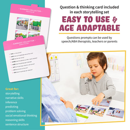 SPARK INNOVATIONS Kids Story Cards Sequence Game Large Storytelling and Sequencing Cards. Community Helper Stories for Sentence Building Educational Picture Card Games
