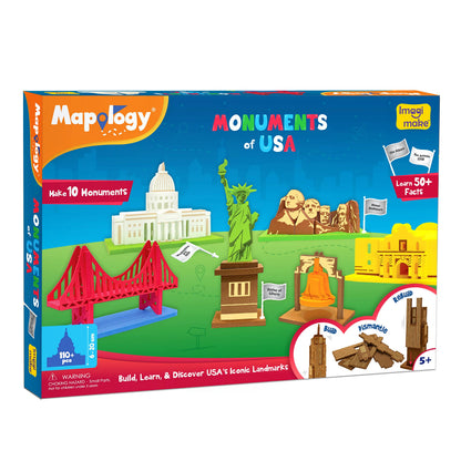 Imagimake Mapology Monuments of USA | 3D Puzzles for Kids | STEM Toys & Games | Educational Toys for Kids 5-7 | Birthday Gift for Boys & Girls Age 5 Years & Up | Christmas 3-D Puzzle for 8-10