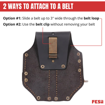 FESA Durable Leather Pliers Holster - Heavy Top Grain Leather Double Plier Holder for Belt with Steel Hammer Holder, Tape Clip & 2 Carpenter's Pencil Pockets - Clip On Any Belt - Handcrafted (Brown)