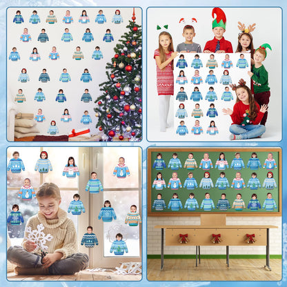 60pcs Winter Theme DIY Cutouts Sweater Bulletin Board Decoration Set Christmas Sweater Paper Cut-Outs Decor for Winter Holiday DIY Photo Craft Xmas Party School Classroom Wall Door Supplies