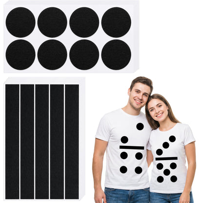 Iceyyyy 150 Pcs Halloween Felt Costume Stickers, Large Adhesive Circles and Strips for Clothes, Black Self Adhesive Felt Costume Accessiores for Crafts DIY Group Halloween Outfit