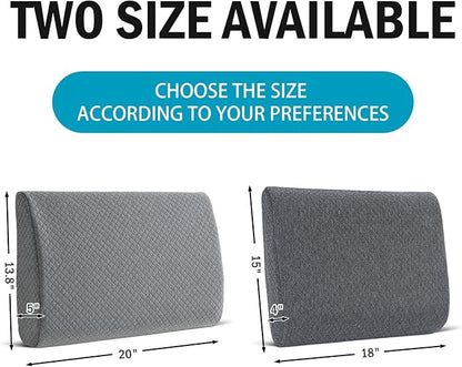 HOMBYS Lumbar Support Pillow for Recliner Chair, Memory Foam Back Support Cushion for Elderly,Extra Large Lumbar Support Pillow,Thick Backrest for Home Reading (Grey, 18“x15 x4)