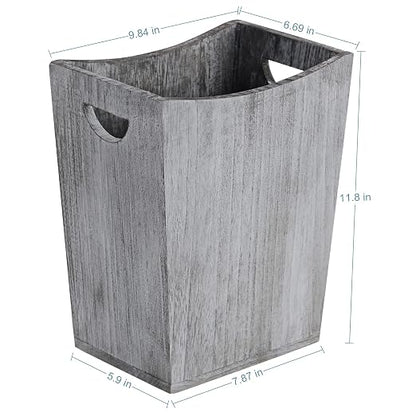 ETELI Waste Basket Small Wooden Office Trash Can Rustic Wood Garbage Can with Double Handles for Bedroom Bathroom Office Living Room