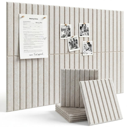 LOUKAII 0.47" Extra Thick Felt Bulletin Board, 6 Pack 36"x24" Large Pin Board with 50 Push Pins & 30 Removable Adhesive Tabs, No-Warp Wall-Friendly Display for Home Office Classroom, Oatmeal
