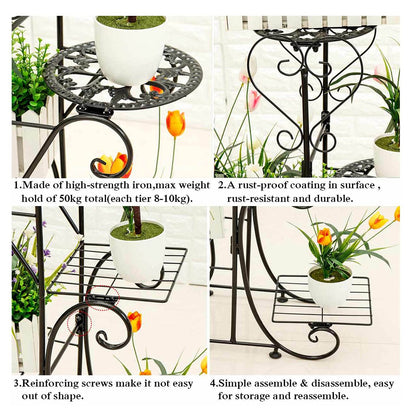 Xilin-872 Flower Stand/Flower Shelf Tricycle Plant Stand, Flower Pot Trolley, Bicycle Holder for Home, Garden, Patio, Plant Stand (Coffee)