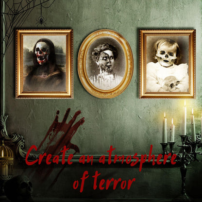 Tuanse Halloween Decorations Indoor 3D Changing Face Pictures Horror Scary Portraits Spooky Ghost Picture Frame Creepy for Wall Halloween Party House(Mixed Style,9 Pcs)