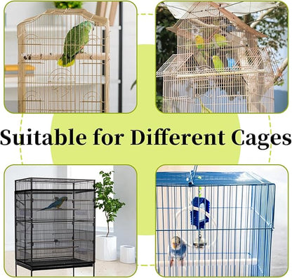 Daoeny 2PCS Bird Cage Seed Catcher, Large Bird Cage Cover, Adjustable Soft Airy Nylon Mesh, Birdcage Cover Skirt Seed Guard for Parrot Parakeet Macaw Round Square Cages (Black & Black)