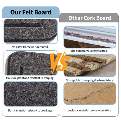 Large Bulletin Board - 72 X 48 inches Decorative Felt Pin Board - 6' x 4' Cork Board Alternative for Wall - Foldable Picture Board Self-Adhesive Vision Board Prayer Board with 30 Pushpins - Dark Gray