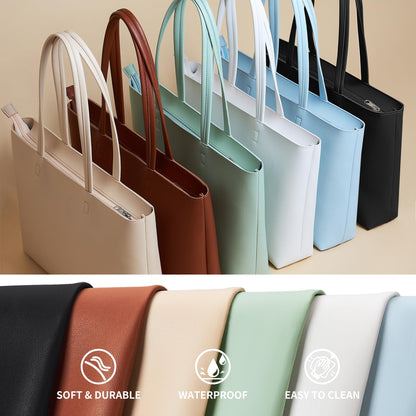 KALIDI Tote Bag Zipper Shoulder Bag Faux Leather Purses for Women Large Casual Handbag Work Dating College, Nude