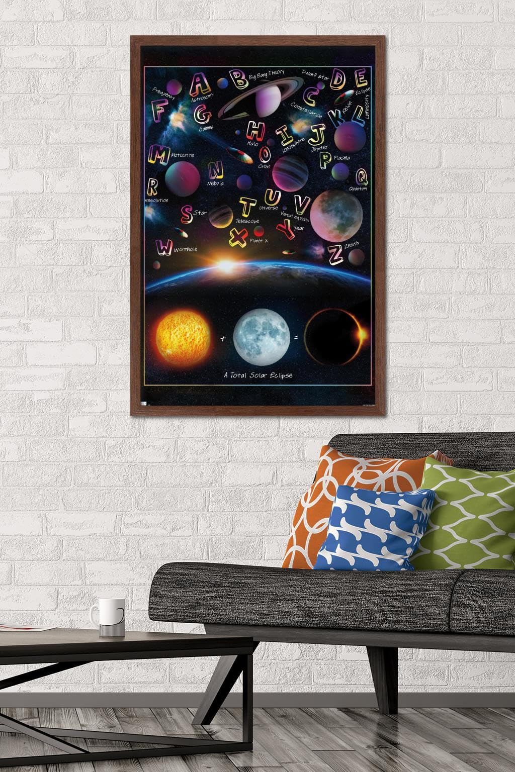 Trends International Ali Chris - The Solar System: Total Eclipse Letters Wall Poster, 34L x 22.4W, Mahogany Framed Version