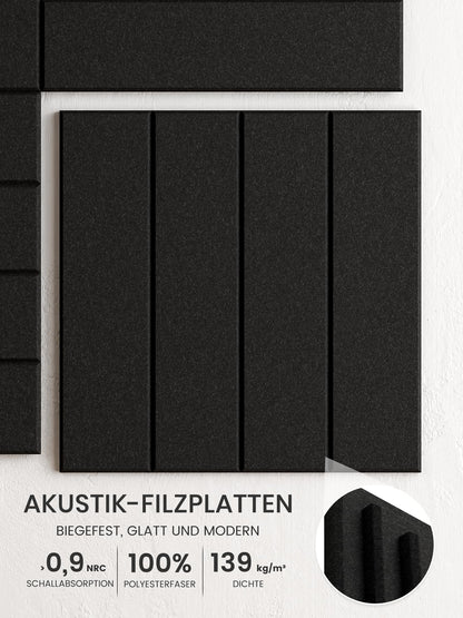 Bumusty Large Cork Board Alternative-36 x 24" Felt Bulletin Board Tiles, with 30 Pushpins, 40 Adhesive Tabs, Bold-Stripe 6-Pack, Cork Boards for Office Push Pin Board Felt Board-Black