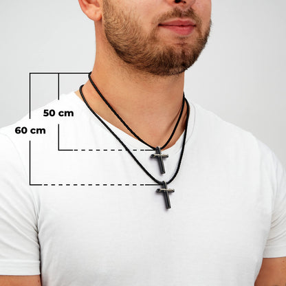 SERASAR Leather Chain Men Necklace with Pendant - 50cm Black Choker Jewellery Box for Real Locket Necklet