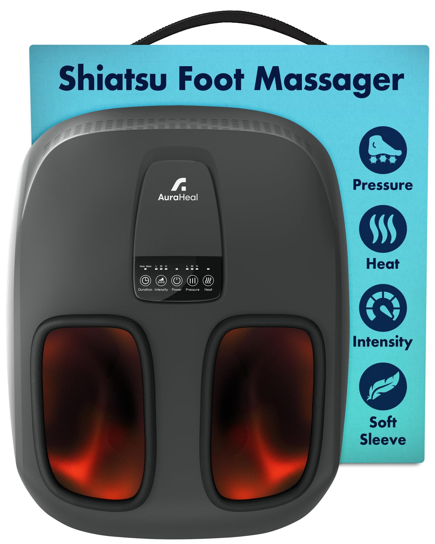 Shiatsu Foot Massager with Heat & Deep Kneading - Relieves Plantar Fasciitis, Neuropathy & Foot Fatigue - Features Adjustable Heat & 3 Compression Setting - Fits Up to Men’s Size 14 - HSA/FSA Eligible