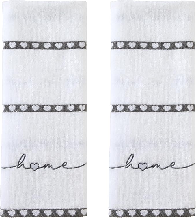 SKL Home Heart in Home 100% Cotton Embroidered 2pc Hand Towel Set, Decorative