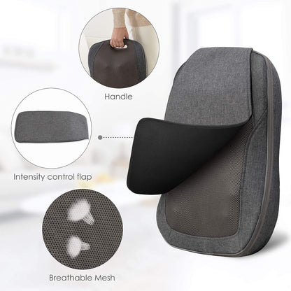 CooCoCo 14"×19" Shiatsu Back Massager with Heat, Birthday Gifts for Dad Mom Women Men Husband, Portable Massage Chair Pad, Kneading Massage Tools for Pain Relief, Chair Massager for Office Home