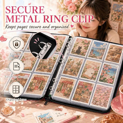 1008 Cute Card Binder 9 Pocket, 3-Ring Trading Card Binder with 56 Page Removable Sleeves, High Storage Waterproof Trading Card Holder Collection Card Album Organizer Case for TCG Cards - Flower