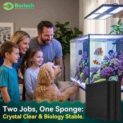 Borlech Aquarium Bio Filter Sponge Pad - Cut-to-Size Aquarium Filter Media for Fish Tank, Pond, Sump - Mechanical & Biological Filtration (18.5"x18.5"x1.6", 35PPI, 1 Pack)