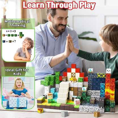 Intoypad 300PCS Magnetic Blocks for Kids, 0.8in Magnetic Building Block Toys for Boys Girls Age 3 4 5 6 7 8 9 10 Magnet Cubes Game Magnetic Tiles STEM Toys Christmas Birthday Gifts for Kids Toddlers