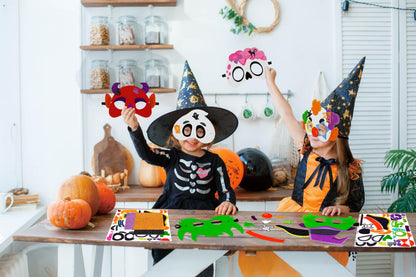 80UncleKimby 30PCS Halloween Crafts in Bulk - Felt Face Masks DIY Arts Kit, Hallowmas Party Favors Classroom Activities Supplies