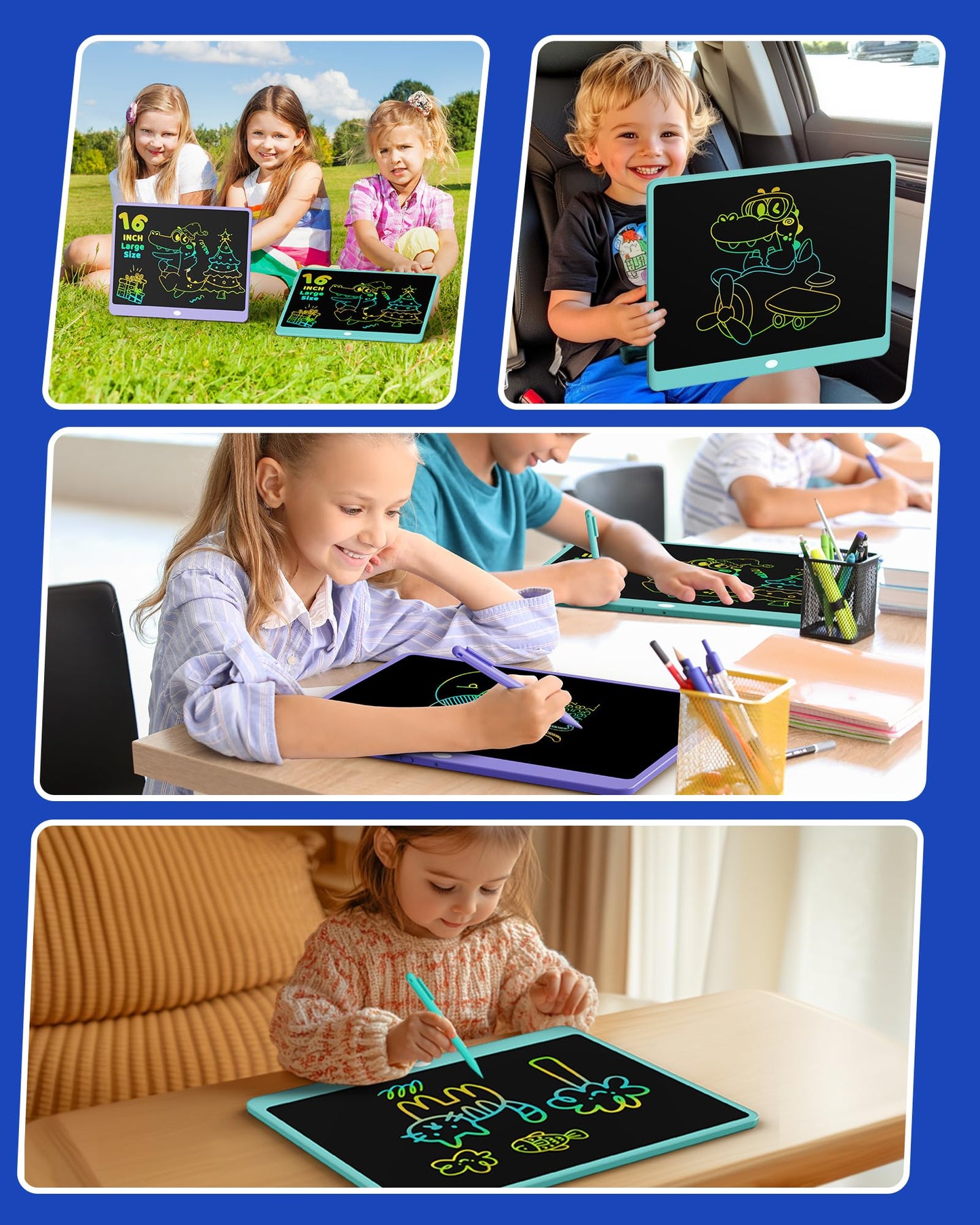 KOKODI LCD Writing Tablet for Kids 16 Inch Colorful Doodle Board, Electronic Drawing Pad for Kids, Educational and Learning Toys Gifts for 3-8 Year Old Boys and Girls