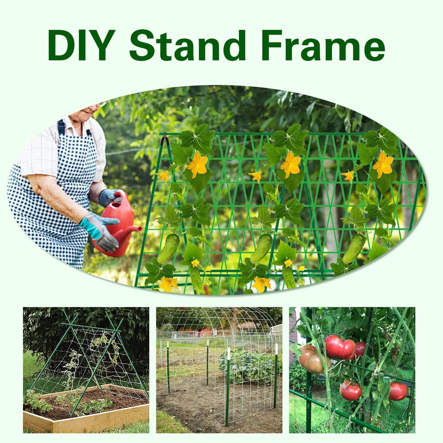 Sprigra Garden Stakes 4ft, Metal Plant Stakes 48 inch, Sturdy Plant Support for Climbing Plants, Tomatoes, Beans, Cucumbers, Peppers, Flowers, Potted, Strengthen and Stem to Grow Better