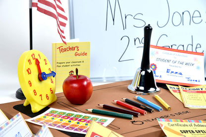Dr. STEM Toys - Play Teacher Role-Play Set Includes Reusable White Board, Bell, Report Cards, for Home or Classroom, Over 30 Pieces Included, Gift for Kids, Complete Set