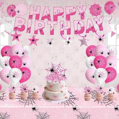 Pink Spider Party Decorations Kit for Girls