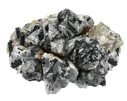 Amazing Gemstone Black Rutilated Quartz Raw Crystals and Healing Stones, Natural Rocks for Tumbling and DIY Raw Stones and Crystals (1 lb)