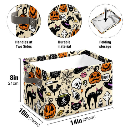 Andemie Halloween Basket with Handles Spooky Boo Basket Stuffers for Women Girls Boyfriend Mens Large Collapsible Storage Container for Shelves Home Office Toys
