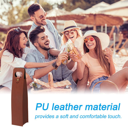 Patikil Reusable Leather Wine Tote Carrier for Bottles - Portable Champagne Gift Bags for Picnic, Party, Wedding