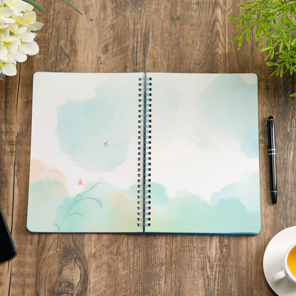 SIIXU Spiral Journals for Writing, Color Illustration Notebook With an Elastic Band, Hardcover, 128 Pages, B5, 6.8”x9.8”, Spring