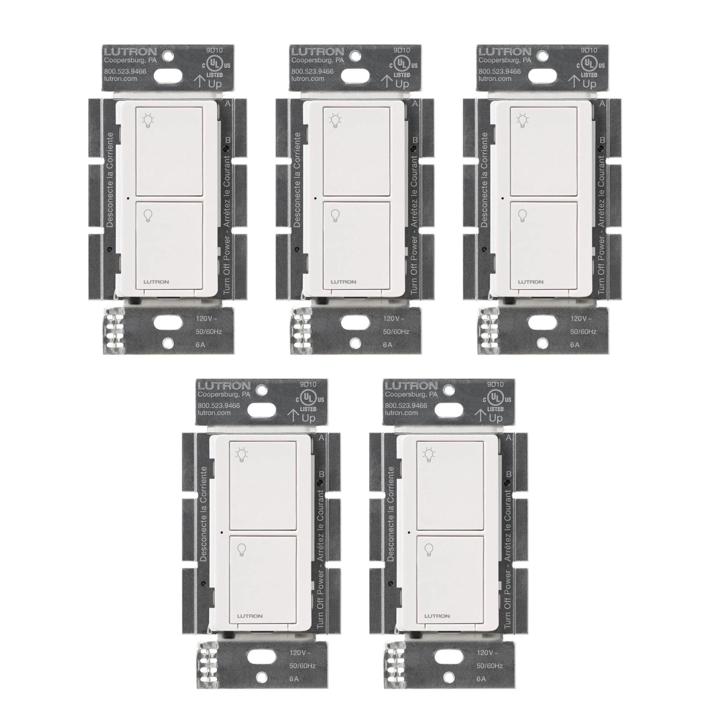 Lutron Caseta Original Smart Light Switch (Lutron Smart Hub Required), for Home, LED Lights, and Fans, 6 Amp, Single-Pole/3-Way, Neutral Required, PD-6ANS-WH, White