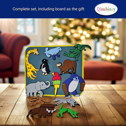 Qimihinoy Felt Story Board Set,Large Animals Felt Stroy Retelling Pieces for Toddlers,Preschool,Teachers, Speech, Therapy,Travel,Classroom (from Head to Toe)