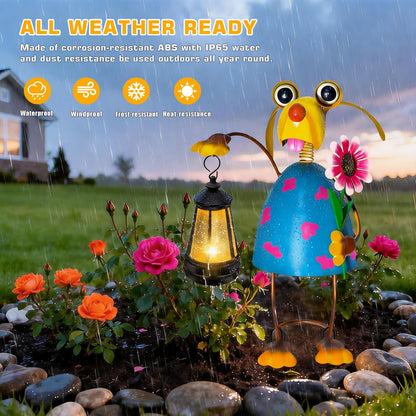 Solar Garden Lights Dog Statue with Solar Lantern Lights,13.38in Tall Dog Decor Outdoor Figurine Lights,Birthday Gifts for Women Mom Grandma,Big Metal Decorative Stakes for Patio,Porch,Yard Art,Lawn