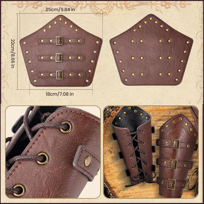Renaissance Belt Pouch Purse Viking Bracer Hook Halloween Set Medieval Festival Costume Accessory Casual Fanny Pack Waist Bag (Dual-Brown)