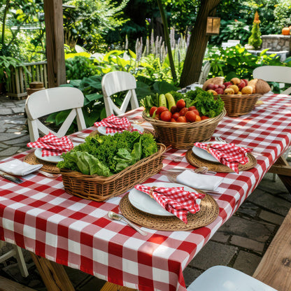 SmoothNovelty 12 Pack Buffalo Plaid Cloth Napkins 18x18 Inch Checkered Cloth Napkins Scalloped Soft Cotton Table Mat Washable Reusable for Dinner Wedding Holiday Birthday Parties (Classic,Red)
