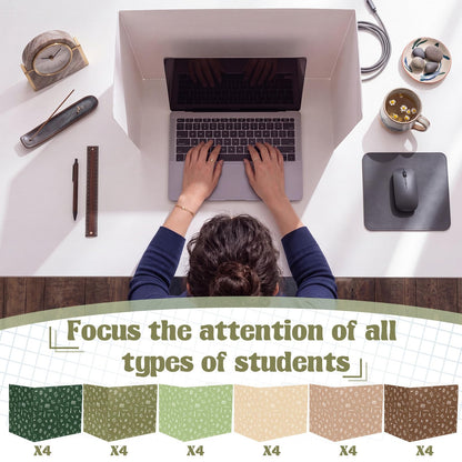 SATINIOR 24 Pcs Privacy Folders for Students, Desk Dividers for Classroom Testing, Trifold Cardboard Privacy Boards, Study Carrels Panel School Teacher Supplies(Stationery Style,Matcha Color)