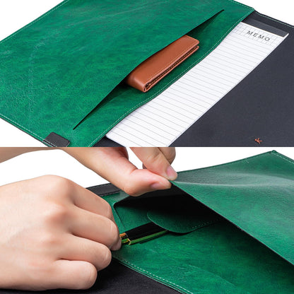 Large PU Leather A4 File Folder Document Holder for Men Women, Waterproof Portfolio Envelope Folder Case, Office Organizer for Colleagues Coworkers, File Folder Organizer for College Student - Green