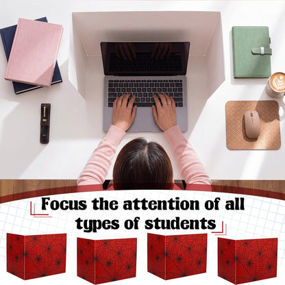 SATINIOR 24 Pcs Privacy Folders for Students, Desk Dividers for Classroom Testing, Trifold Cardboard Privacy Boards, Study Carrels Panel School Teacher Supplies(Spider Web Style,Red)